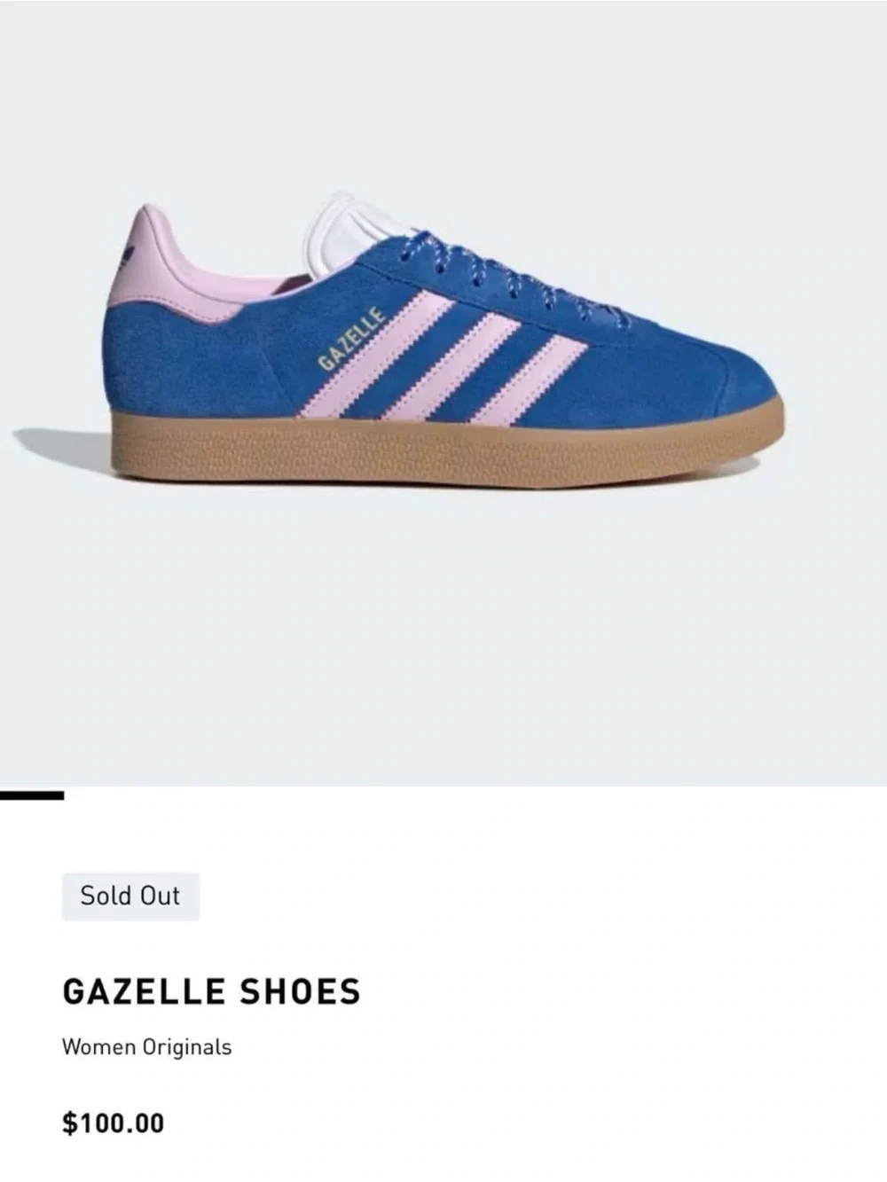 adidas Gazelle Women’s Sneakers 8 Blue Pink